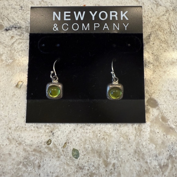 New York & Company  Drop earrings with peridot coloring stone - Picture 1 of 3